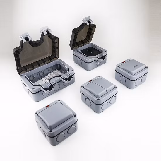 新しい IP66 EU タイプ防水壁ソケットとスイッチ屋外 2 ギャング 2 ウェイスイッチ